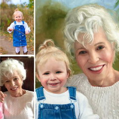 Custom Hand-Painted Oil Portraits, Family Portrait from Photo, Combine Photos, Personalized Gift