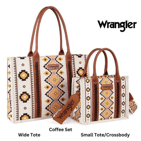 [Best Seller]Wrangler Southwestern Dual Sided Print Canvas Tote/Crossbody Collection
