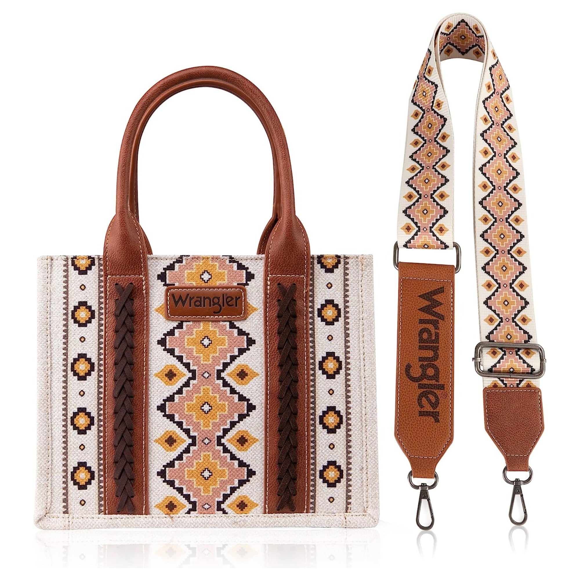 [Best Seller]Wrangler Southwestern Dual Sided Print Canvas Tote/Crossbody Collection