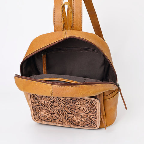 Montana West Genuine Oily Calf Leather Hand Tooled Collection Backpack - Cowgirl Wear