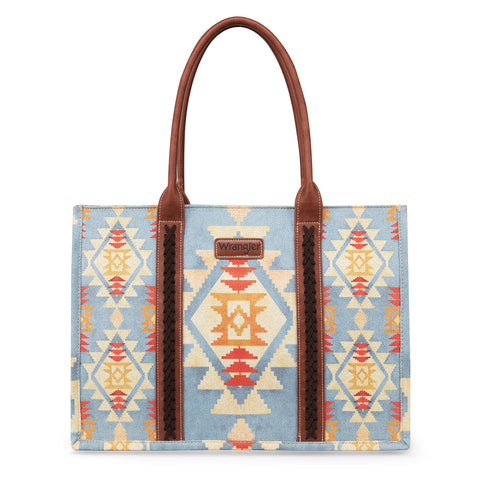 [Best Seller]Wrangler Southwestern Dual Sided Print Canvas Tote/Crossbody Collection - BACK-ORDER - Cowgirl Wear