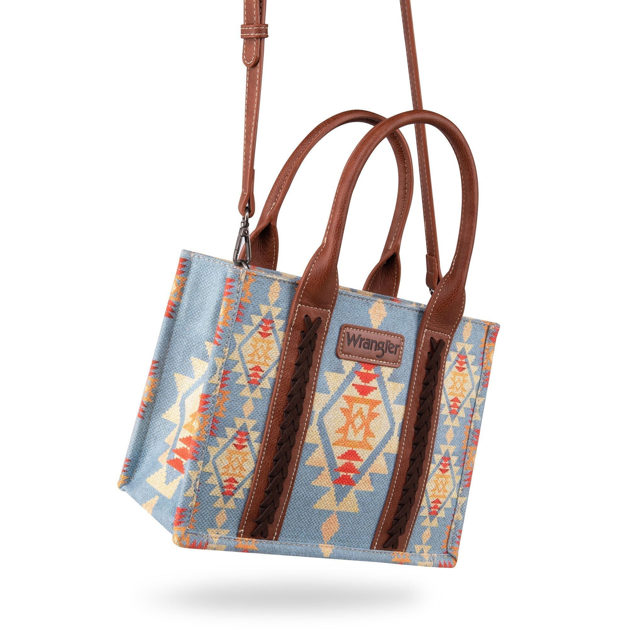 Wrangler Southwestern Dual Sided Print Canvas Wide Tote and Small Tote/Crossbody Set - Cowgirl Wear
