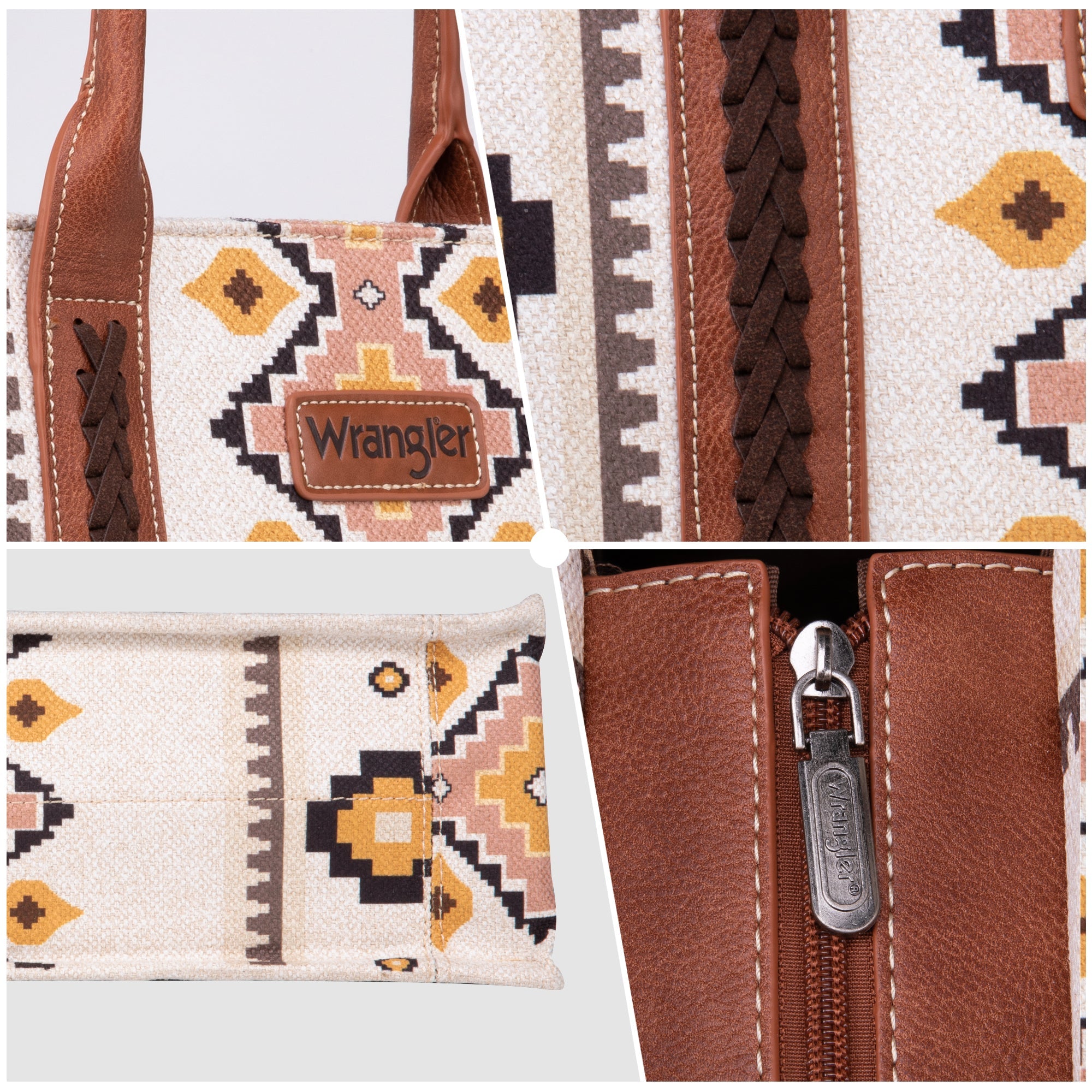 Wrangler Southwestern Dual Sided Print Canvas Wide Tote and Small Tote/Crossbody Set - Cowgirl Wear