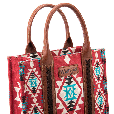 2023 Fall New Wrangler Aztec Southwestern Dual Sided Print Canvas Tote/Crossbody Bag Collection